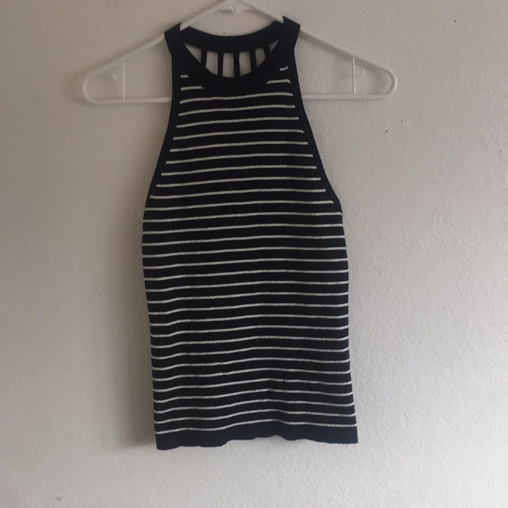 striped tank with open striped back